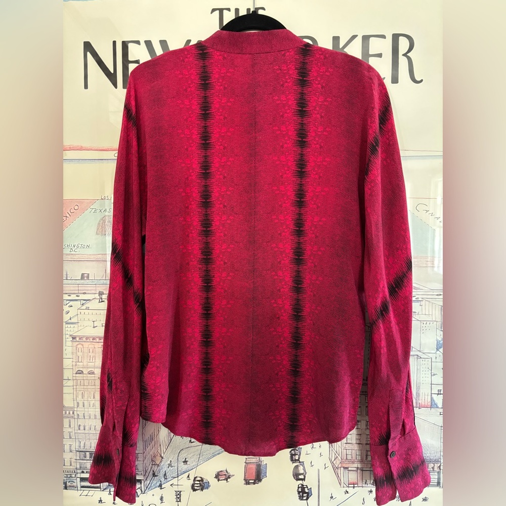 Equipment Red and Black Button-Down Silk Blouse - Picture 3 of 10